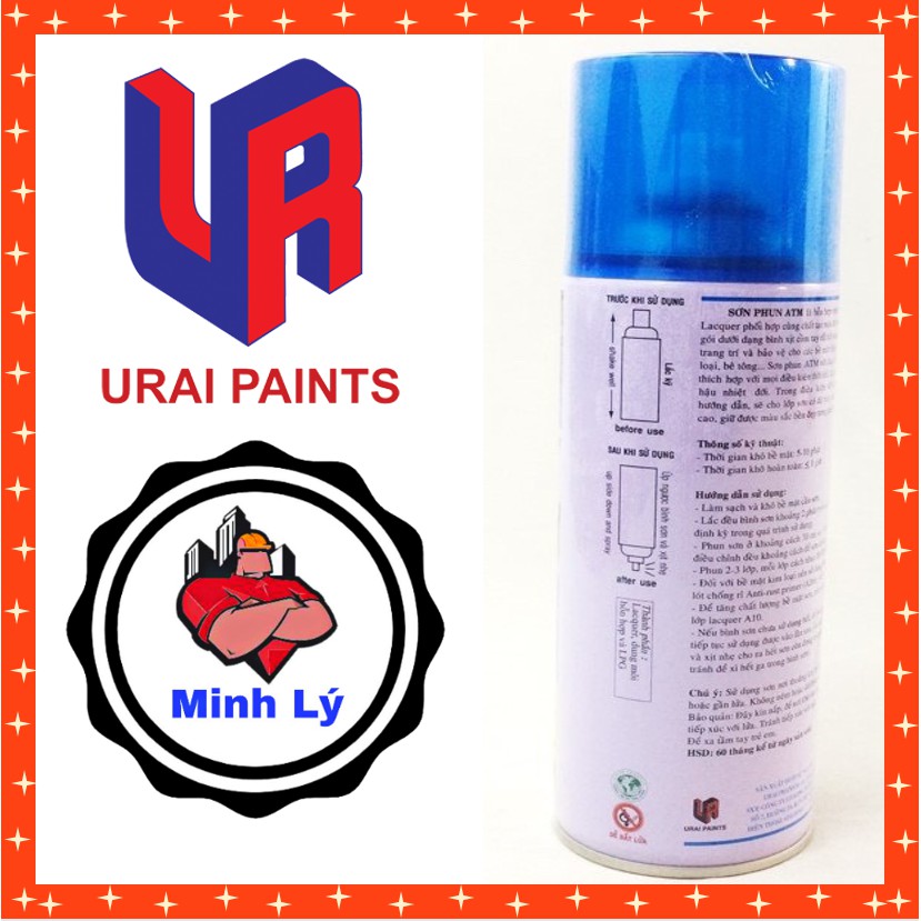 Sơn Phun Màu Xanh Bóng A002 Candy Blue ATM Spray Cao Cấp (400ml/chai)