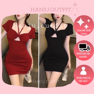 Đầm body xinh xắn có 3 màu đỏ - đen - xanh / Hasi.dress
