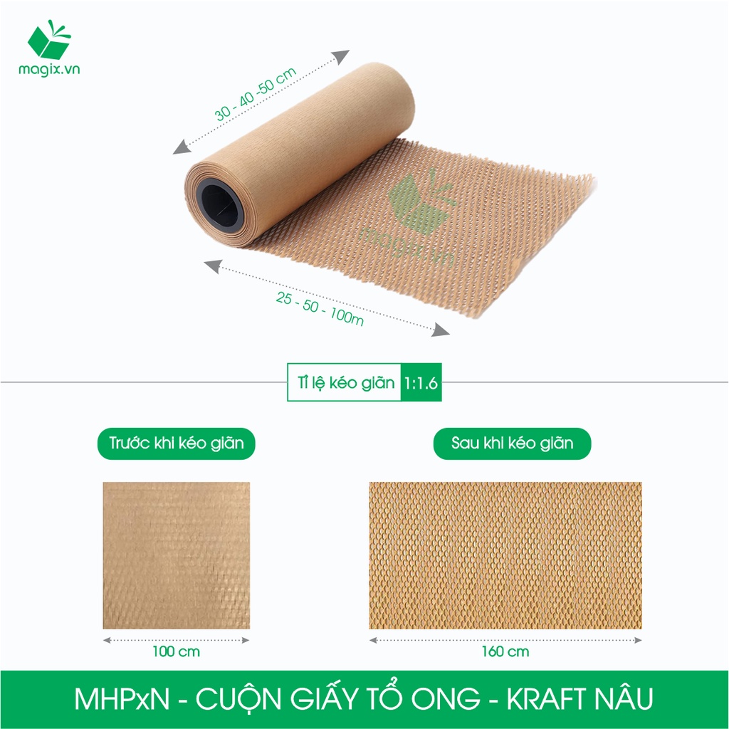 CUỘN GIẤY KRAFT TỔ ONG MÀU NÂU CHỐNG SỐC THAY THẾ BÓNG KHÍ XỐP HƠI ĐÓNG HÀNG