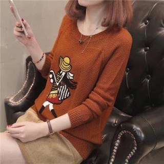 ODER Áo len hoạ tiết cô gái