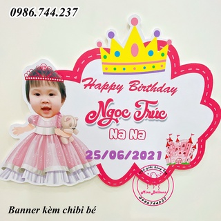 Chibi Kèm Bảng Tên, banner treo tường Sinh Nhật Cỡ 30x40cm