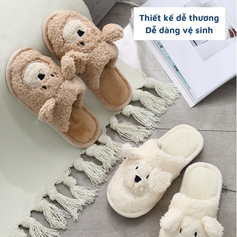 Dép bông đi trong nhà hình cún dễ thương ấm áp cho cả nam và nữ