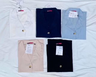 Áo sơmi cộc tay cổ vest (hình thật shop chụp/sẵn)