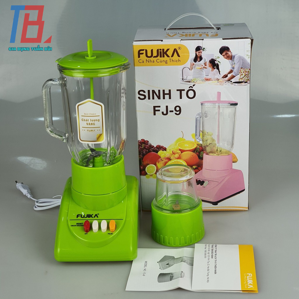 Máy xay sinh tố Fujika FJ-9 dung tích 1.2L và cối xay khô nhỏ 0.3L, công suất 300W, màu ngẫu nhiên - Hàng chính hãng