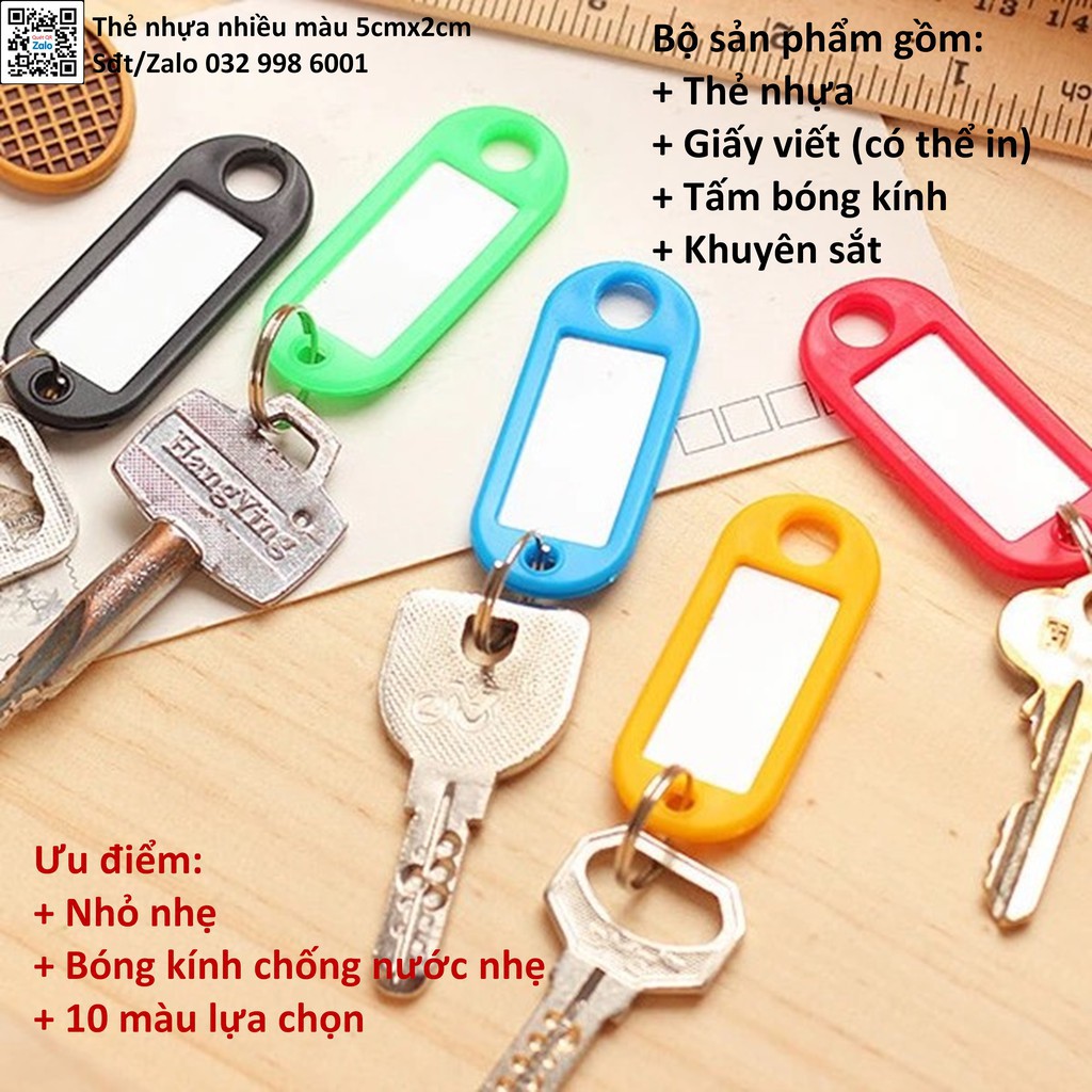 combo 10 Thẻ nhựa ghi chú treo chìa khóa, Viết hoặc in ấn tên, SĐT treo balo, vali đánh dấu vật dụng loabluetooth_hanoi
