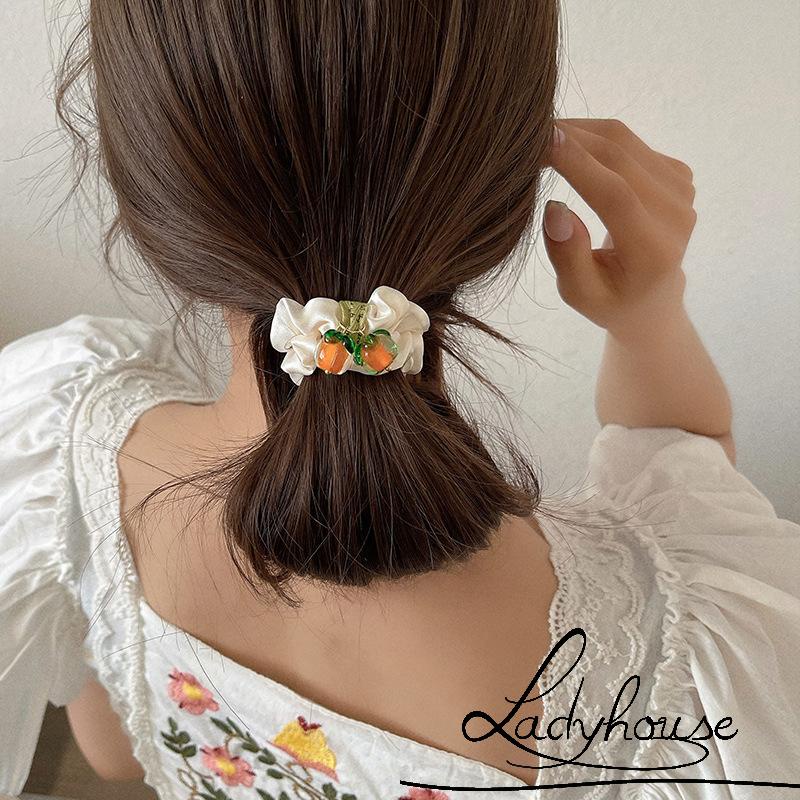 LD-Elastic Tie Hair Tendons, Fruit Decor High Elastic Rubber Rope Hair Ties, Casual Ponytail Head Accessory