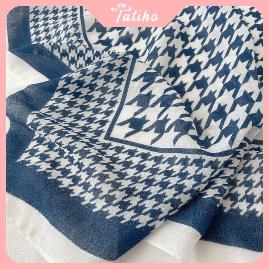 Khăn Choàng Quàng Cổ Lụa Cao Cấp Caro Sang Trọng - Chất Liệu Lanh - 90x190cm - Mã KS006