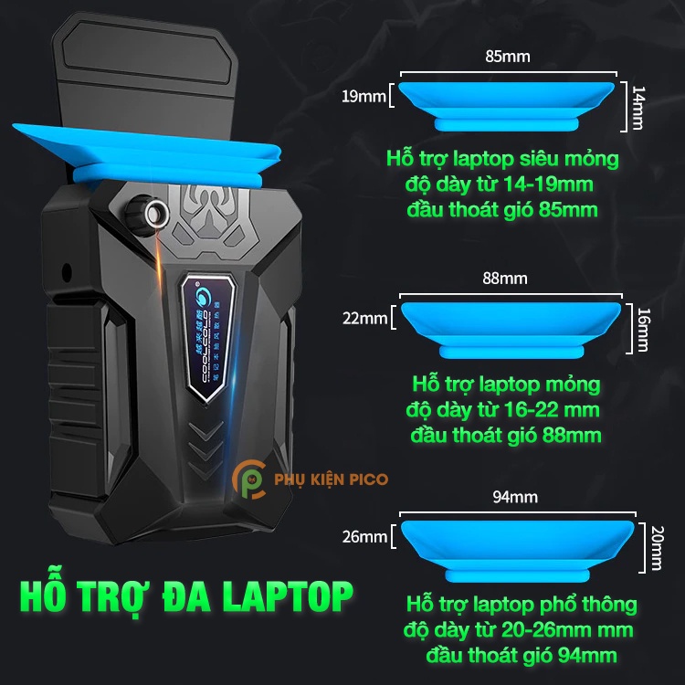 Quạt tản nhiệt laptop Coolcold ICE TROLL V3 - Quạt hút gió tản nhiệt máy tính xách tay gaming làm mát cực mạnh