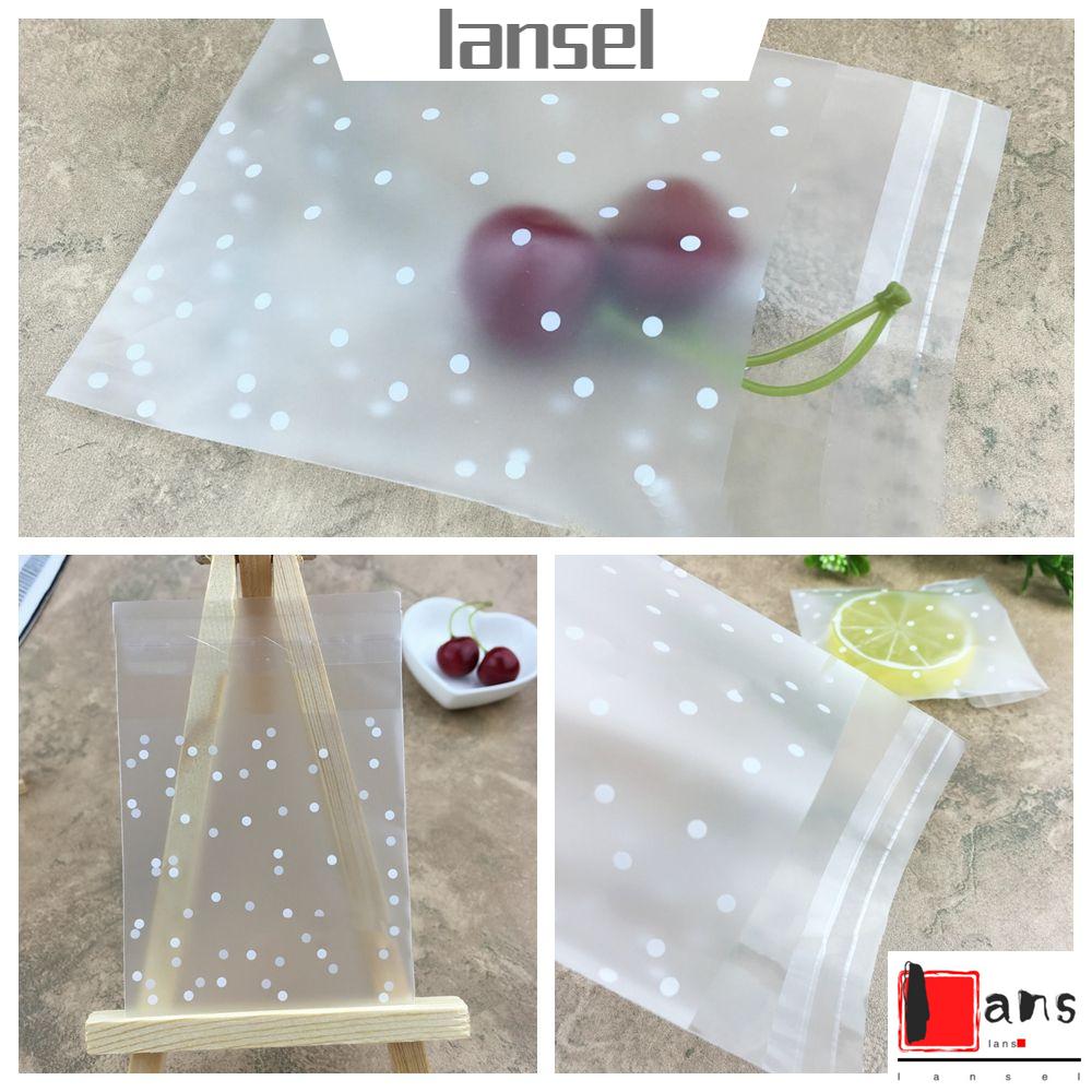 ❤LANSEL❤ 100 PCS Candy Self Adhesive Hot Seal OPP Plastic Packaging Bag Cookie Gift New Baking White Dots