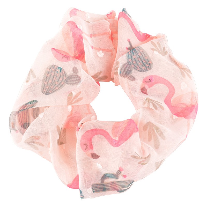 Dây cột tóc vải scrunchies hồng hạc. Phụ kiện tóc sang trọng cho bạn gái.