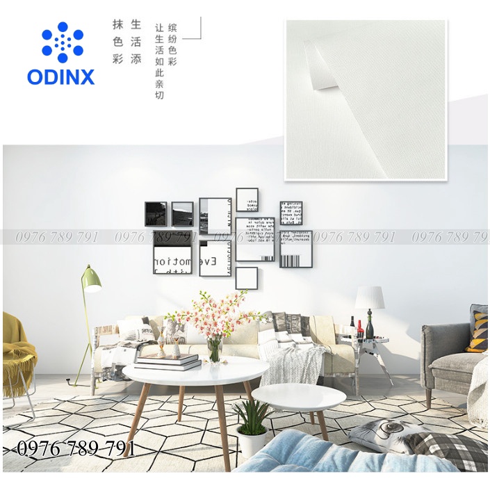 Giấy Dán Tường Màu Trắng Vân Vải Có Keo Sẵn Cuộn 10m Trơn Đẹp Cho Phòng Ngủ