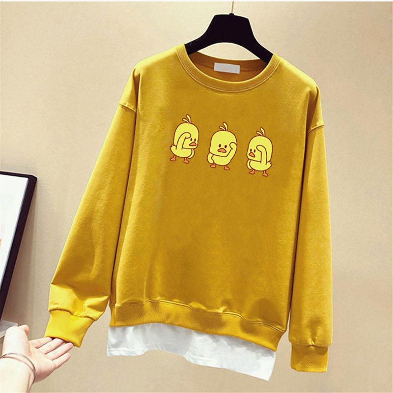 Áo Sweater Cotton 4 Màu In Hình Vịt Vàng Dễ Thương Thoải Mái Thời Trang Hàn Quốc Cho Nữ