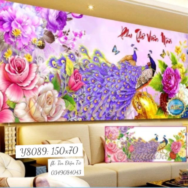 TRANH ĐÍNH ĐÁ PHU THÊ VIÊN MÃN (KT: 150 x70)