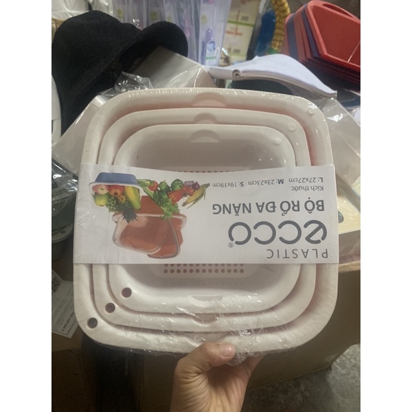 Rổ nhựa kèm thau chậu bộ 6 món siêu rẻ eccoo dụng cụ để đồ nhà bếp hàng việt nam chất lượng cao