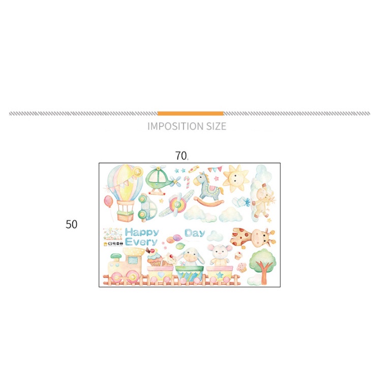 Decal trang trí tường - Đoàn tàu bánh kẹo và những người bạn