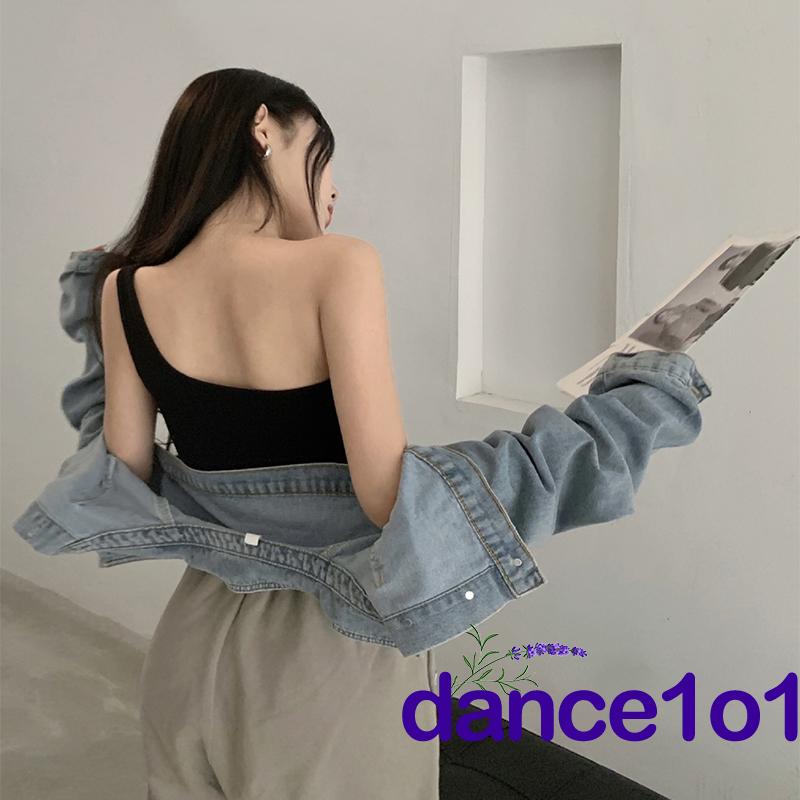 Áo crop top lệch vai màu trơn phong cách thời trang mùa hè quyến rũ dành cho nữ