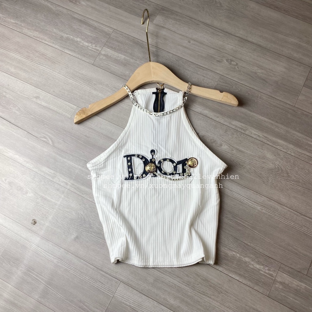 Áo cổ yếm xích đính đá