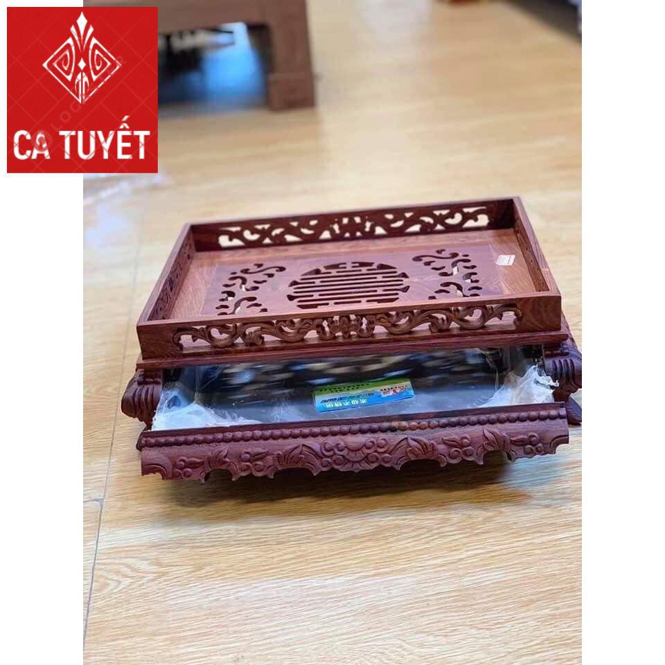 Khay Gỗ Hương Để Ấm Chén Cao Cấp 35cmx45cmxcao 13cm