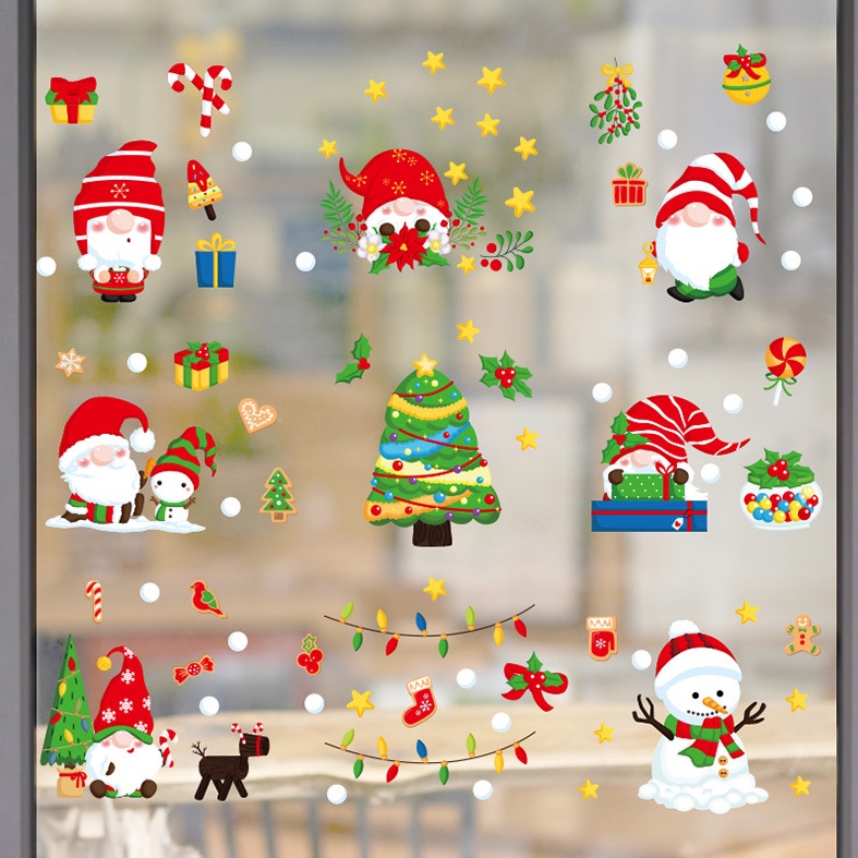 Decal dán tường Noel Hít Tĩnh Điện không Dơ Kính - Noel lùn đáng yêu