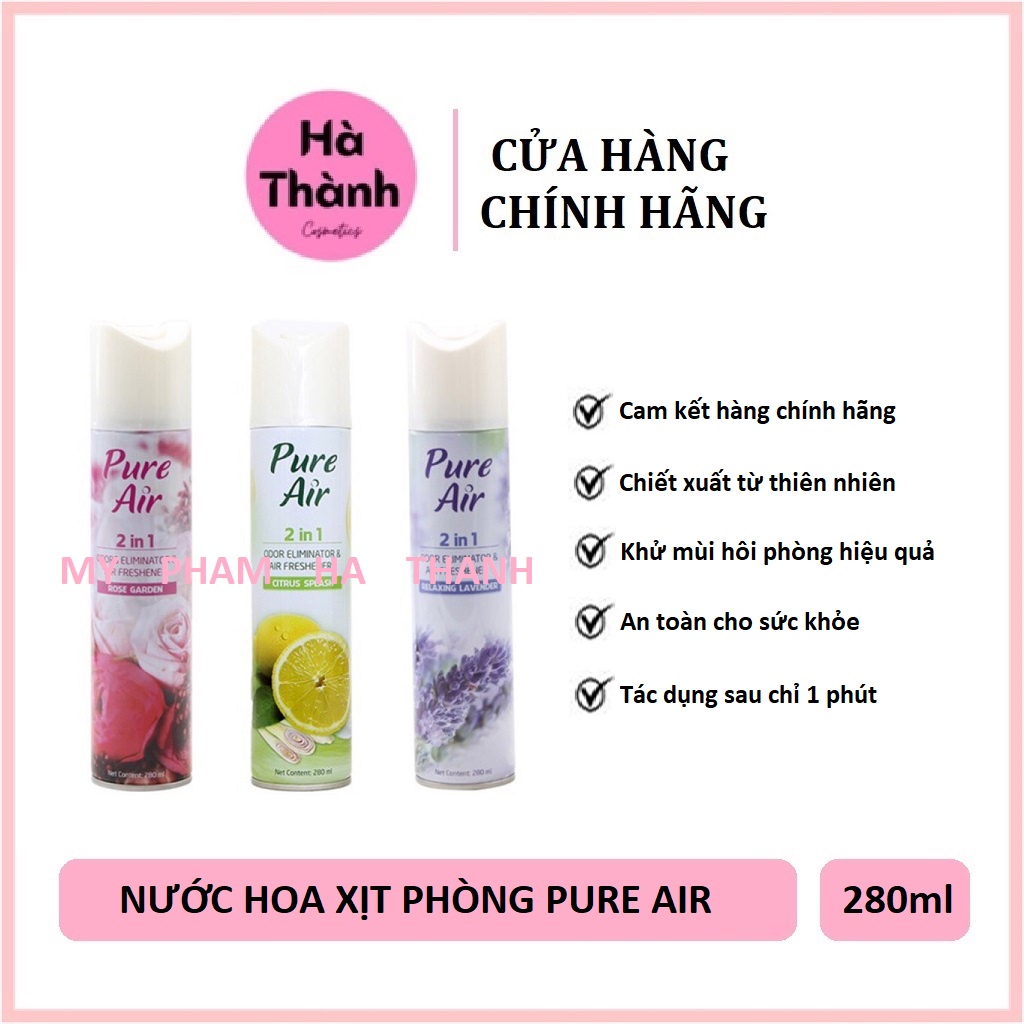 Nước hoa xịt phòng Pure Air 280ml hương nước hoa khử mùi, thơm phòng, dễ chịu - HT268