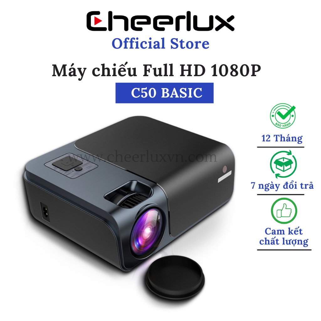 Ma y chiê u Wifi Cheerlux C50 Full HD 1080P 3800 lumen, kê t nô i không dây vơ i điê n thoa i, loa bluetooth. thumbnail