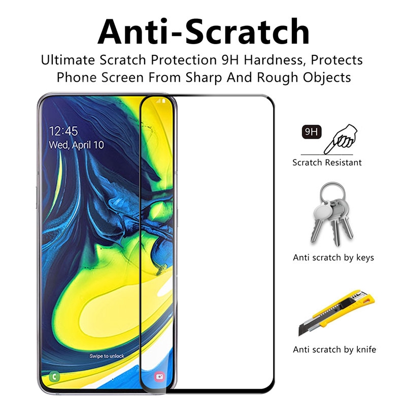 Kính cường lực độ cứng 9H cong 2.5D bảo vệ màn hình dành cho Samsung Galaxy A80