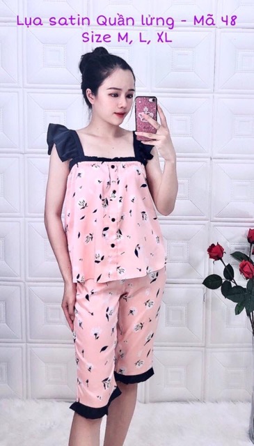 Satin cúp ngực quần lửng tay cánh tiên | BigBuy360 - bigbuy360.vn