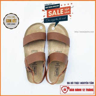 [PHIÊN BẢN MỚI] J15 - Dép sandal da bò quai ngang Unisex - Da bò nguyên tấm, đế trấu - BIOLINE Store