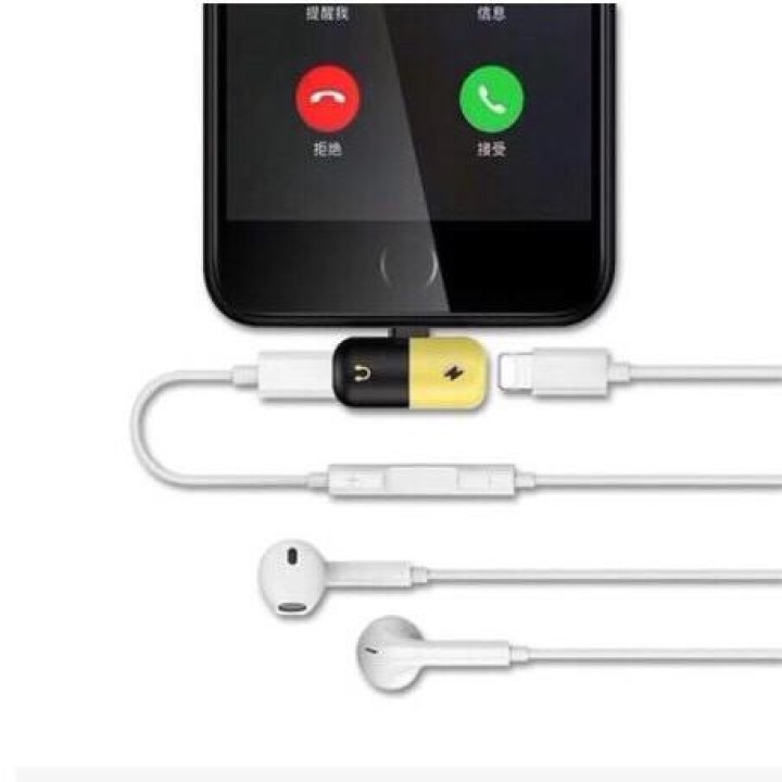 Jack Chuyển Tai Nghe iPhone Hình Viên Thuốc 2 cổng Lightning