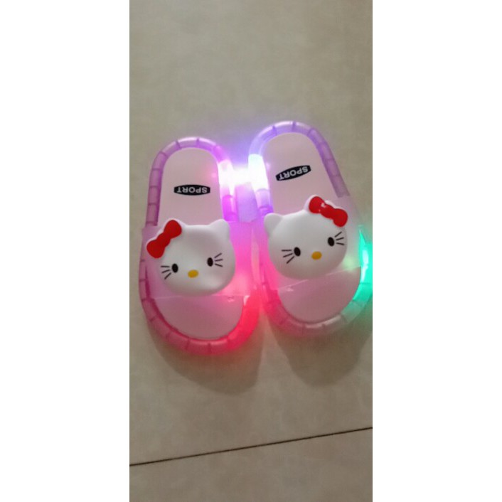 Dép quai ngang họa tiết Hello Kitty viền có đèn LED phát sáng đáng yêu dành cho trẻ em chọn size inbox