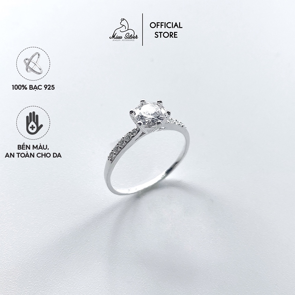 Nhẫn bạc nữ đính đá 6 trấu Krystal Ring Miuu Silver