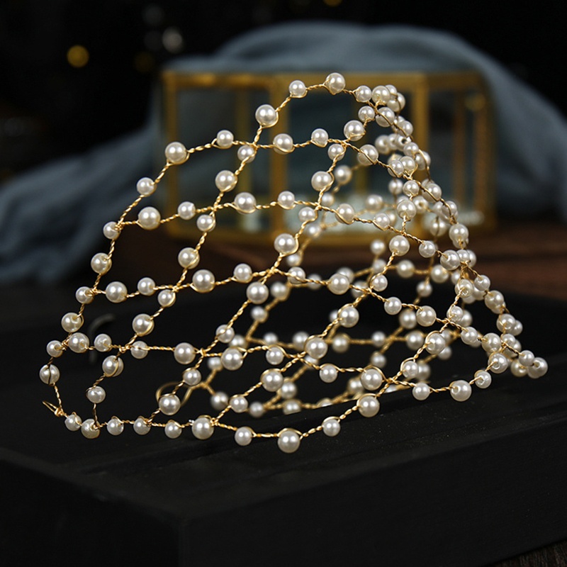 Flgo Băng Đô Cài Tóc Đính Pha Lê Và Ngọc Trai Phong Cách Đường Phố Dành Cho Cô Dâu