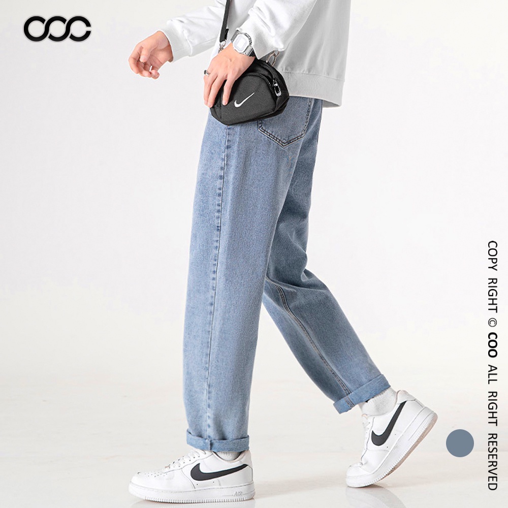 Quần bò phom rộng nam nữ Coo, quần bò ống xuông dáng xuông QB-001