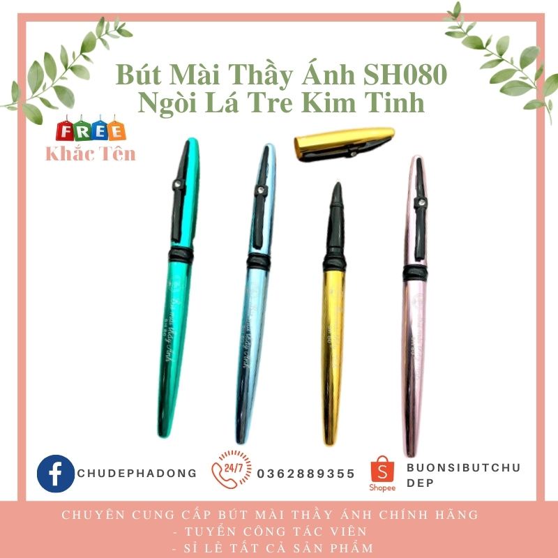 Bút Mài Thầy Ánh SH080 - Ngòi Lá Tre Kim Tinh - Không Gỉ- Không Kén Mực - Dễ Dàng Thay Ngòi