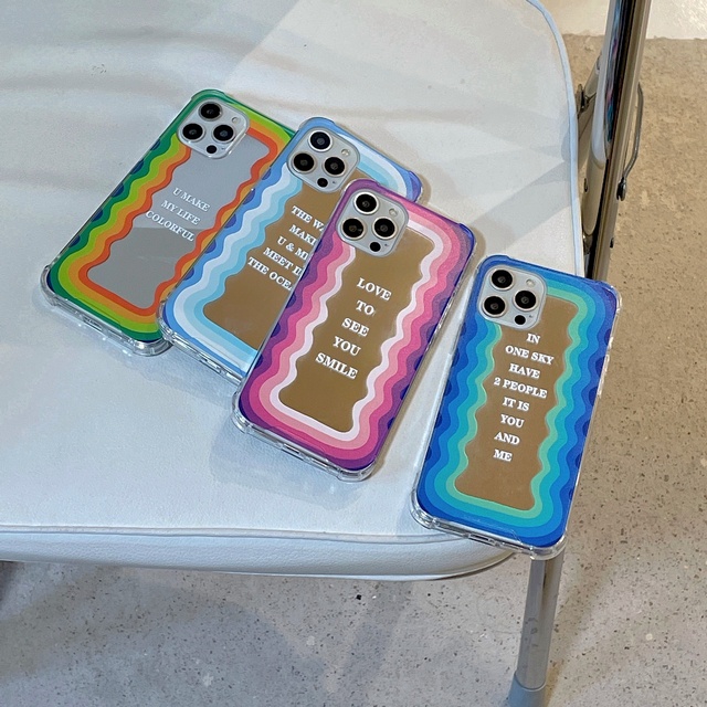 Ốp điện thoại tráng gương in họa tiết gợn sóng cho Iphone 13 12 11 Pmax 12pro 12 13 Xr Xs Xsmax