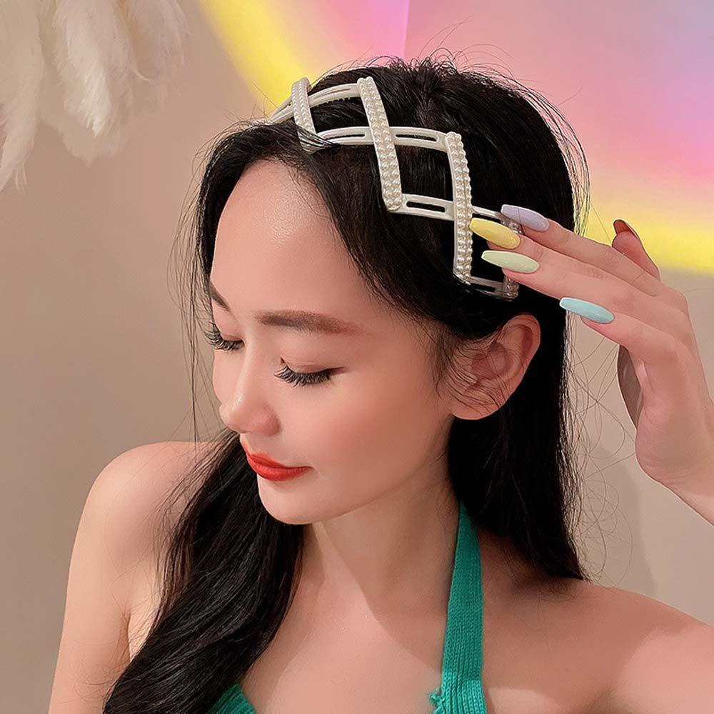 TWINKLE Băng Đô Cài Tóc Bằng Nhựa Hai Lớp Màu Trắng Ngọt Ngào