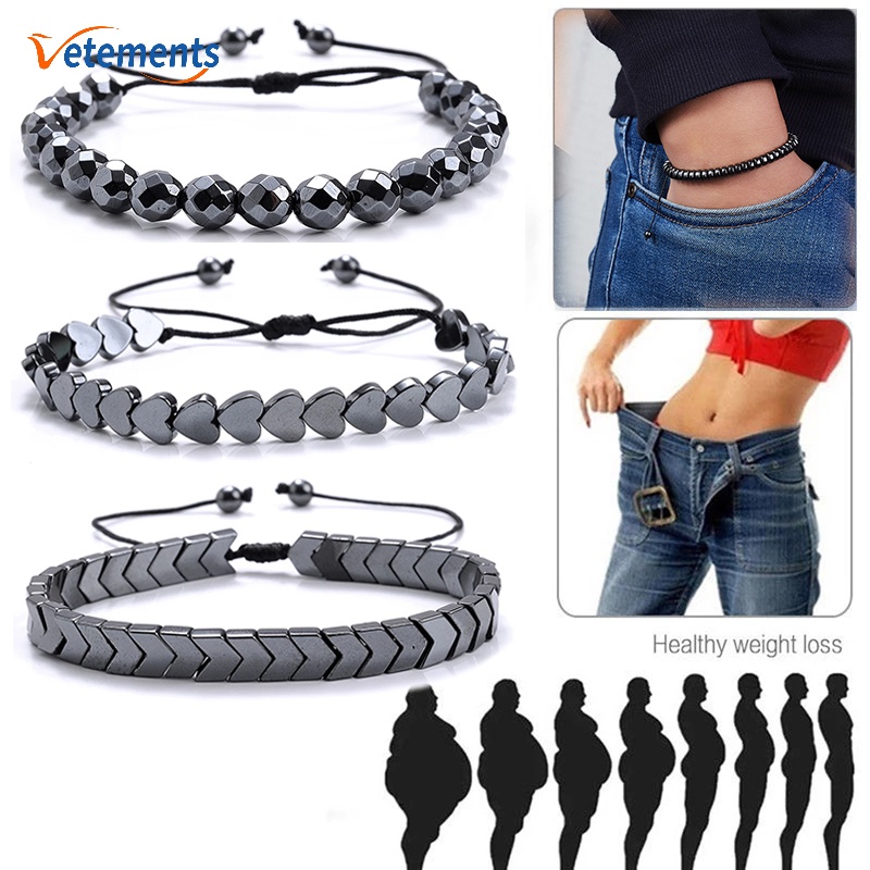 Vòng Tay Đá Hematite Đen Không Từ Tính Có Thể Điều Chỉnh Kích Cỡ