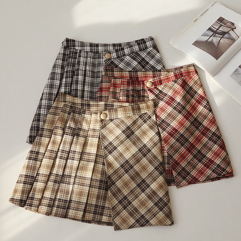 Váy caro xếp li đắp tà - BQZ210238 | BigBuy360 - bigbuy360.vn