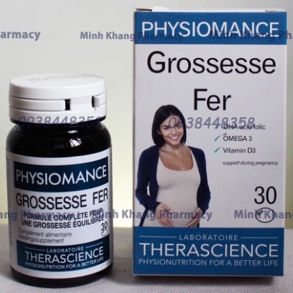 Viên uống Bổ tổng hợp (Vitamin + DHA) cho bà bầu PHYSIOMANCE GROSSESSE FER (Hộp 30 viên) ⚡Chính Hãng⚡