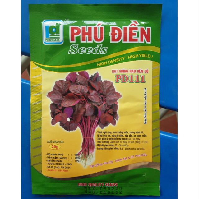 Hạt giống rau dền đỏ Phú Điền 20g
