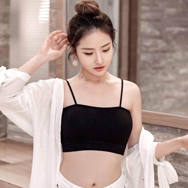 Áo bra gân Tăm Cao cấp , Áo ống 2 Dây