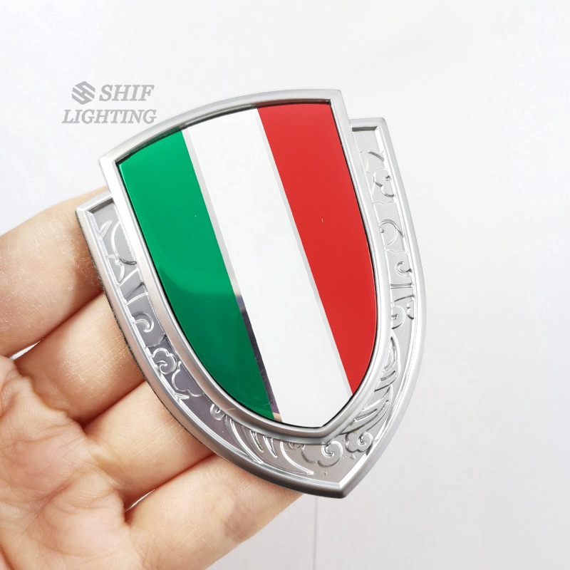 Huy hiệu kim loại cờ Ý trang trí sau xe ô tô