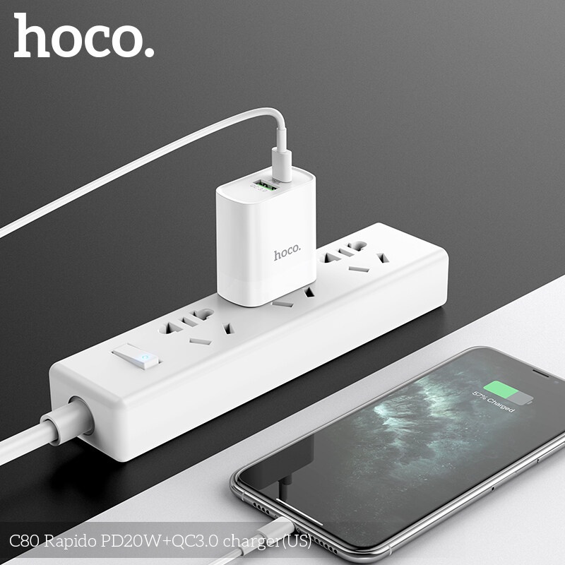 Củ sạc nhanh HOCO C80 20W thích hợp cho  13 Pro Max 12 Mini Type C PD 20W