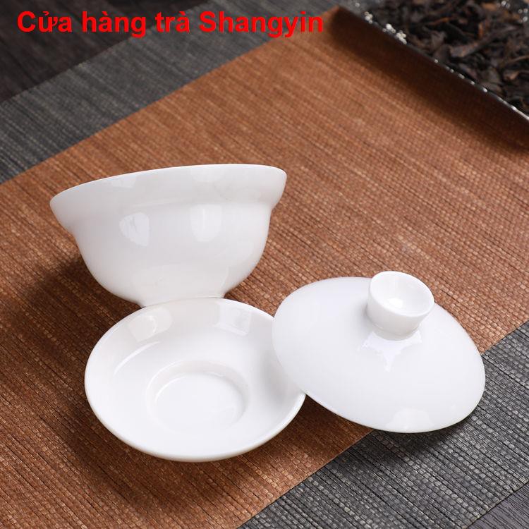 cốc[Ưu đãi đặc biệt 12 cái đầu】 Máy pha trà bát đĩa gia dụng Dehua gốm sứ Kung Fu bộ ấm tách trắng cao cấp