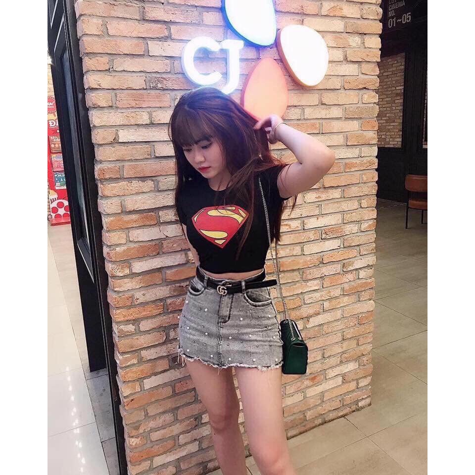 Áo croptop in hình chữ S chất thun bozip cực hot