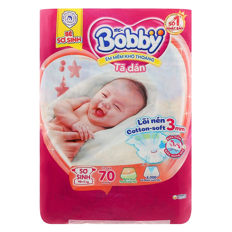 Tã dán Bobby Sơ Sinh NB - 70 miếng