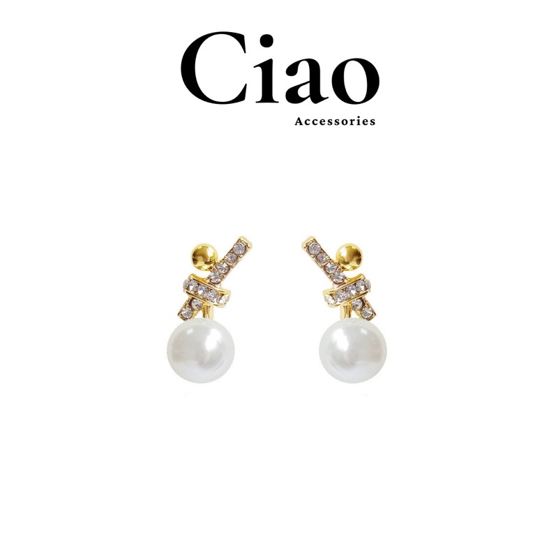 [HOẢ TỐC 1H] Khuyên tai/ Bông tai mạ bạc S925 thiết kế charm hạt trai tinh tế Glenda Ciao