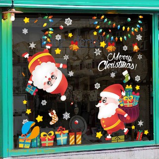 Sticker dán cửa kính họa tiết ông già Noel trang trí cửa hàng