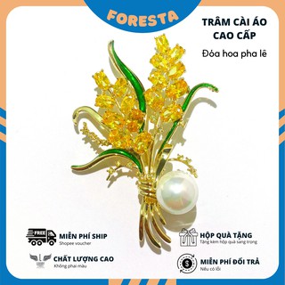 Trâm cài áo bông hoa vàng cao cấp FORESTA, sang trọng, lịch lãm