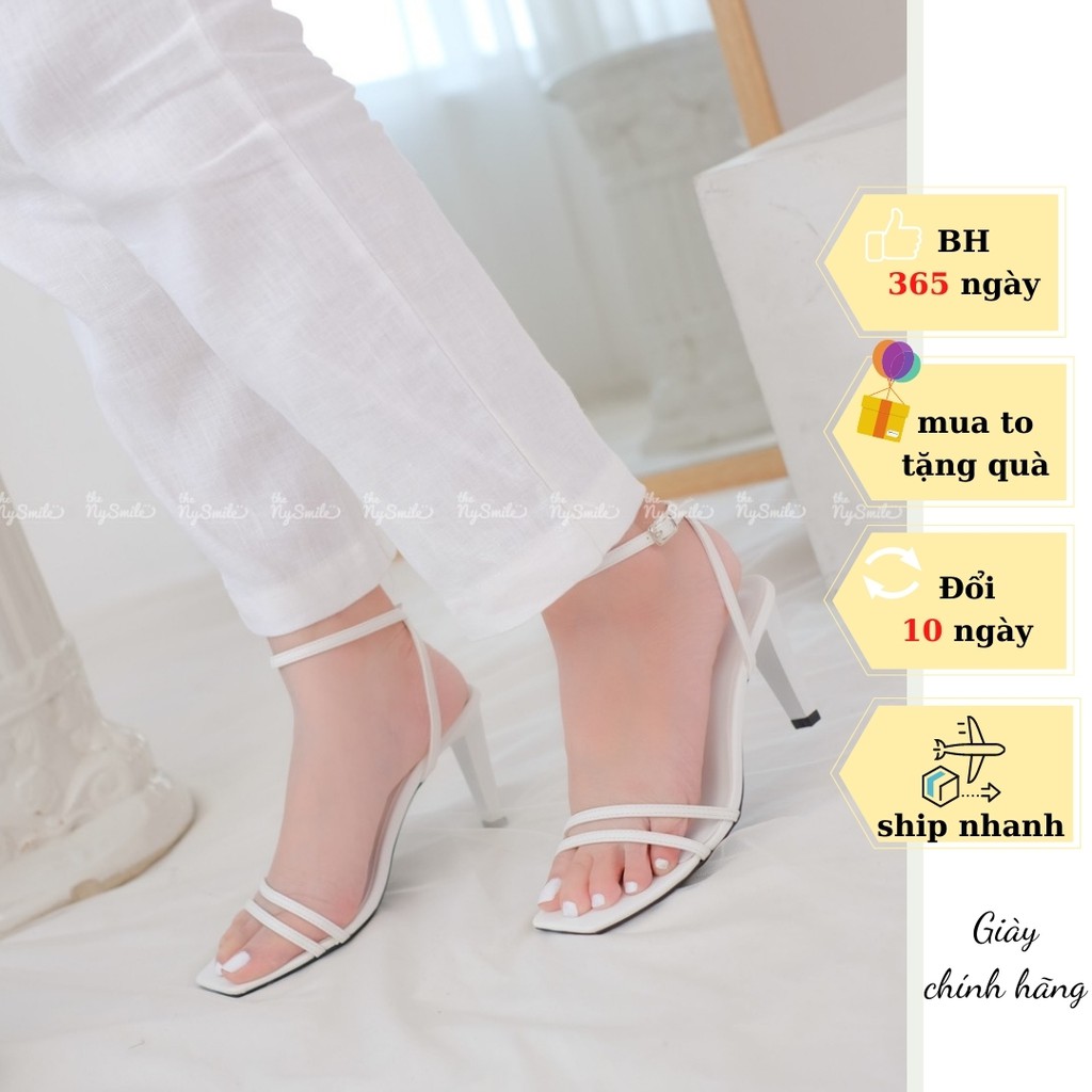 Giày cao gót 2 quai 7cm Thenysmile, Sandal công sở gót nhọn quai mảnh sang chảnh - mosha